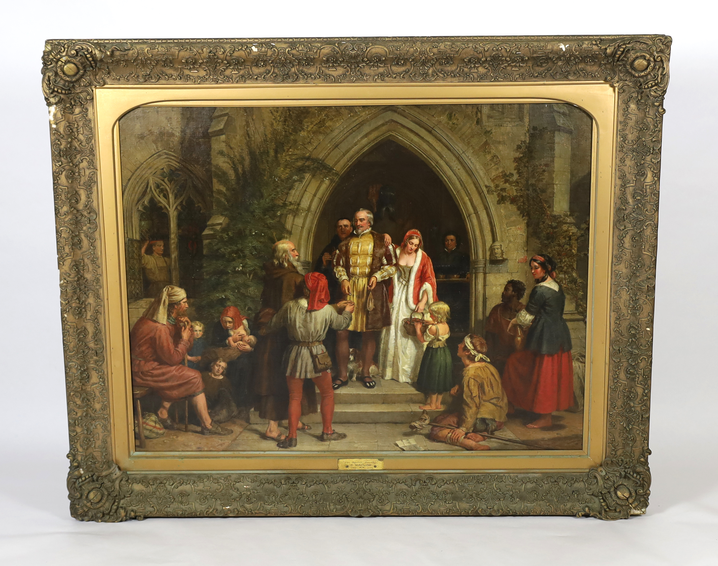 Attributed to Daniel Maclise RA (Irish, 1806-1870), 'The Squire's Bounty', oil on canvas laid on board, 114 x 148cm